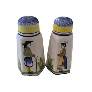 Vintage Henriot Quimper Breton France Woman & Man Salt & Pepper Shakers